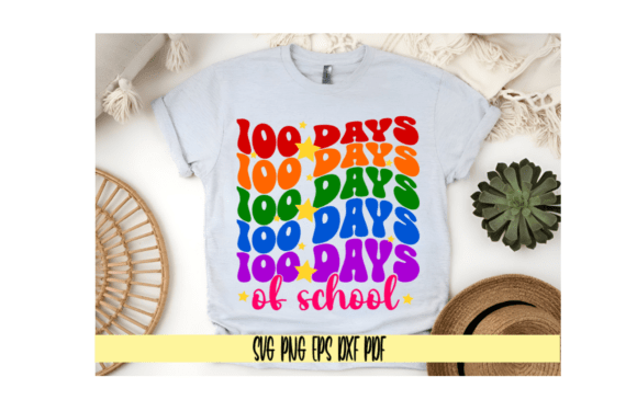 100 Days of School Rainbow Retro Design
