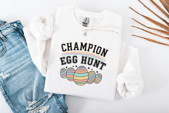 Champion Egg Hunt Retro Easter Varsity Graphics