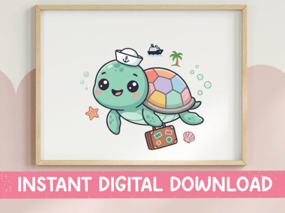 Cruise Sailor Turtle Kawaii Design Graphics