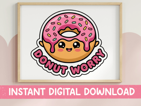Donut Worry Kawaii Donut Sticker Graphics