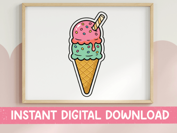 Double Scoop Ice Cream Cone Sticker Graphics