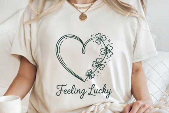 Feeling Lucky Heart Shamrocks Irish Tee Graphics