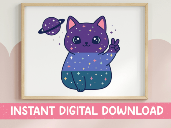 Galaxy Cat Space SVG: Graphics for T-Shirt Designs