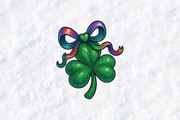 Glitter Clover with Rainbow Bow SVG
