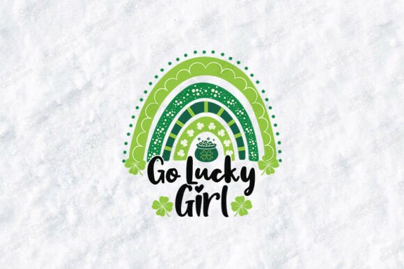 Go Lucky Girl Rainbow Shamrock Art: Graphics & T-Shirt Designs