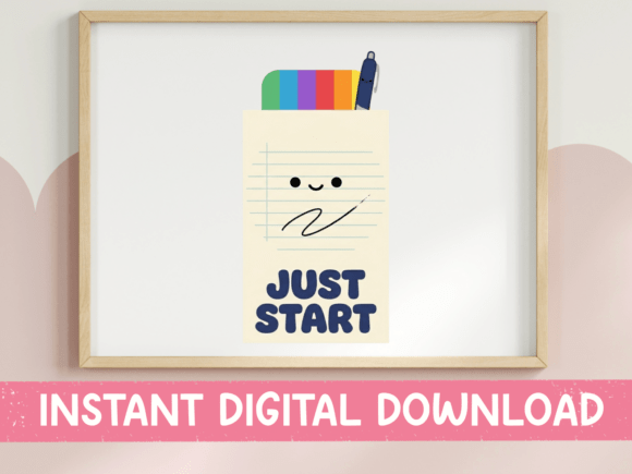 Just Start Cute Notepad Design SVG: Graphics for T-Shirt Designs