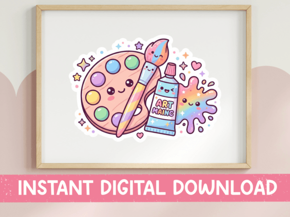 Kawaii Art Palette Sticker SVG PNG
