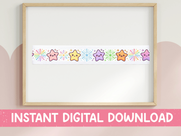 Kawaii Star Washi Tape Border SVG