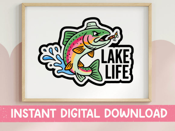 Lake Life Jumping Trout Sticker Graphics