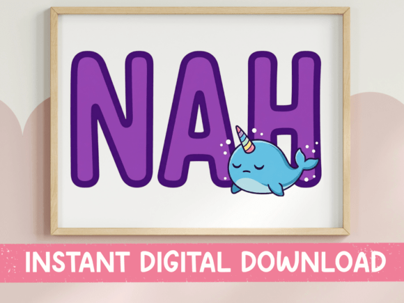 NAH Narwhal Block Letter SVG: Graphics for T-Shirt Designs