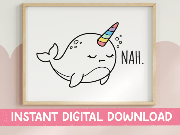 Narwhal Nah Line Art SVG for Graphics & T-Shirt Designs