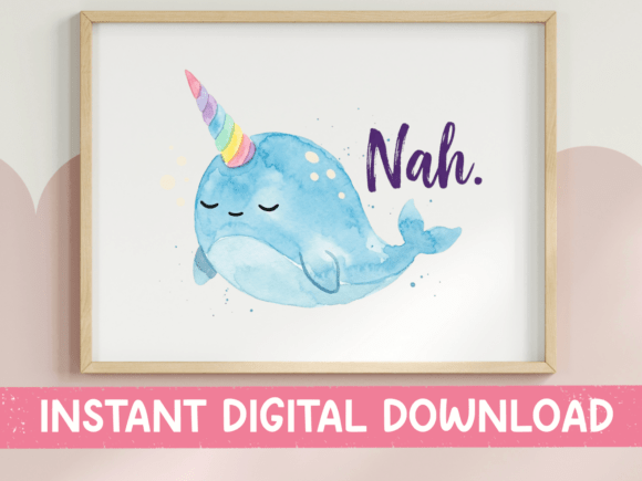 Narwhal Nah Watercolor SVG: Graphics for T-Shirt Designs