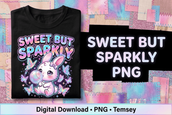 Neon Kawaii Bunny PNG Design: Graphics for T-Shirt Designs