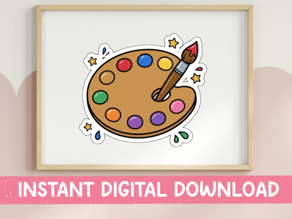 Paint Palette and Brush Sticker Design