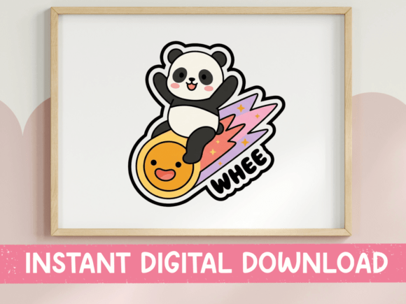 Panda Riding Shooting Star Whee Sticker Graphics