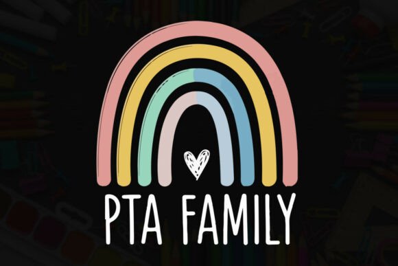 Pastel Rainbow PTA Family Typography Tee Graphics