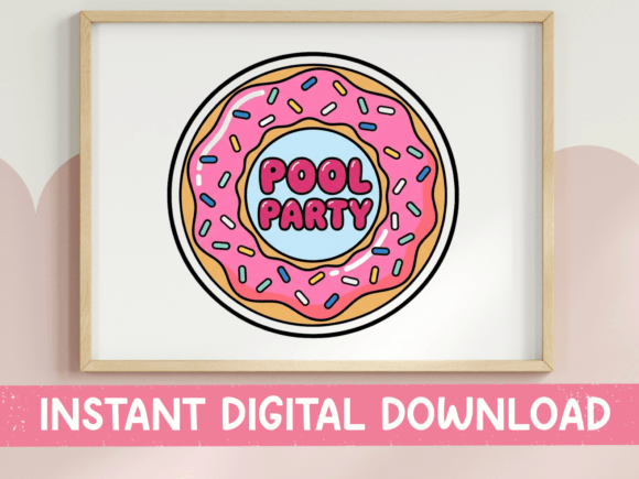 Pool Party Donut Sticker Design: Graphics for T-Shirt Designs