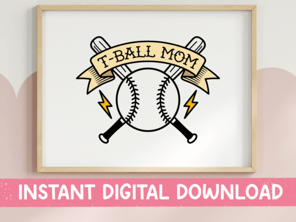 T-Ball Mom SVG PNG Vintage Tattoo Banner
