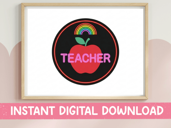 Teacher Neon Sign SVG PNG: Graphics for T-Shirt Designs
