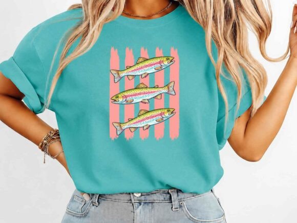 Vintage Trout Fishing Patriotic T-Shirt Graphics